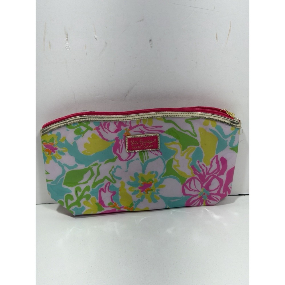 Lilly Pulitzer × Estee Laudeer Travel Makeup Cosmetic Bag Floral Pink Green